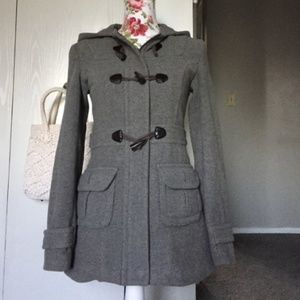 Aeropostale grey wool hooded coat